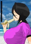 Xbooru - banana big breasts black hair bleach breasts closed